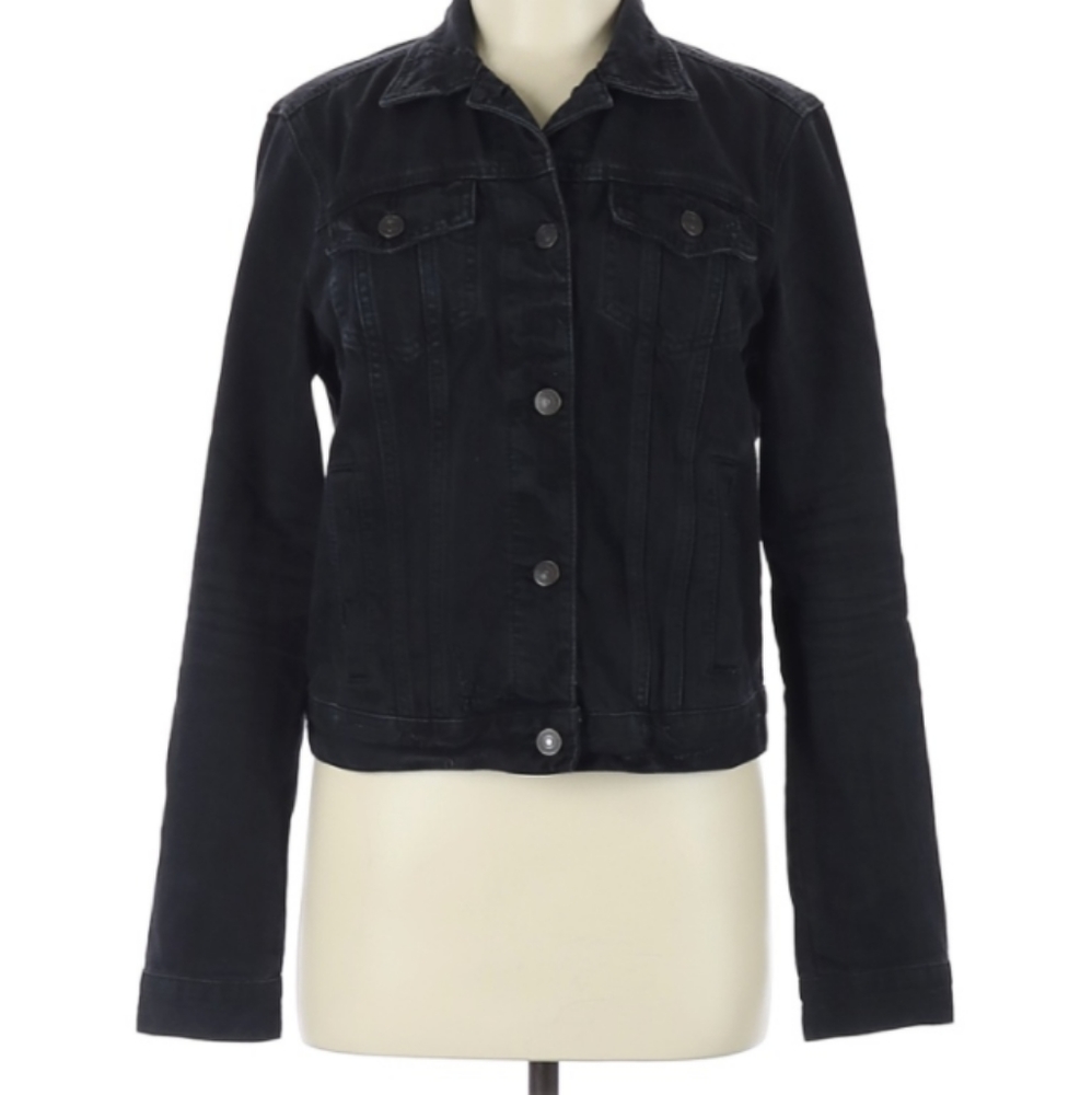 Abercrombie & Fitch Distressed Black Denim Jacket